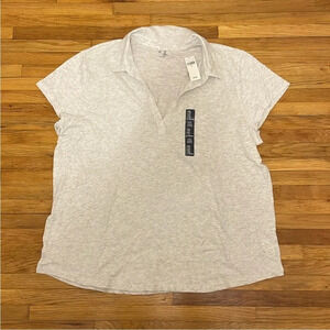 Gap V-Neck Collared T-Shirt Size XXL Gray Women’s Short Sleeve